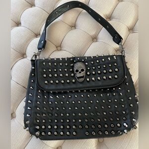 Studded Faux Leather Handbag